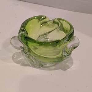 Murano Lime Green Glass Art Hashtray Heavy